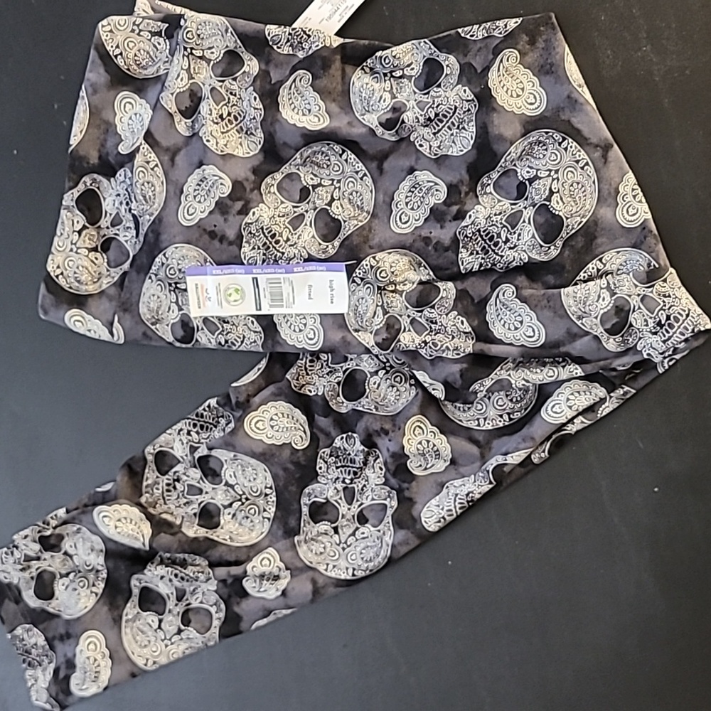 Halloween Skull Leggings High Rise Fitted